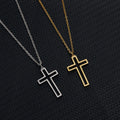 Europe and America Fashion Stainless Steel Cross Hollow Necklace Christian Gifts Titanium Steel Sweater Chain Pendant Jewelry