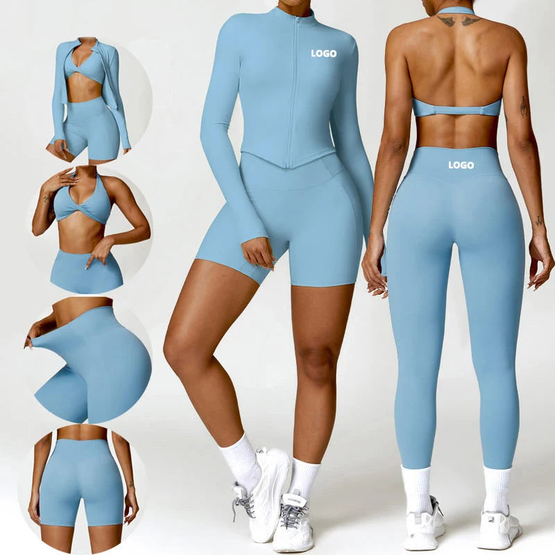 Custom Seamless 4-Way Stretch Squat Proof Short Yoga Set for Women Gym Fitness 2 Piece