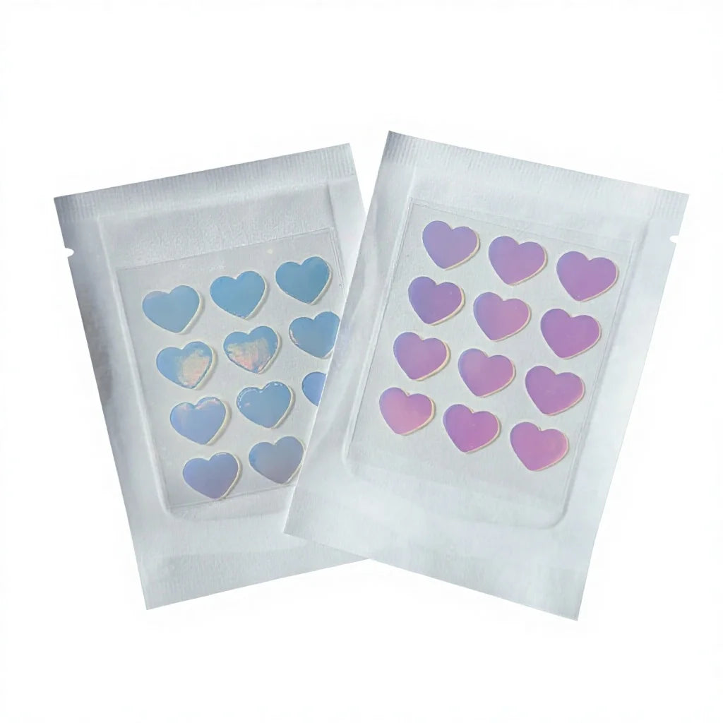 China Pimple Patch 12 Dots Custom Heart Design Hydrocolloid Acne Patch Lovely Modeling Laser Color Holographic for Face Care