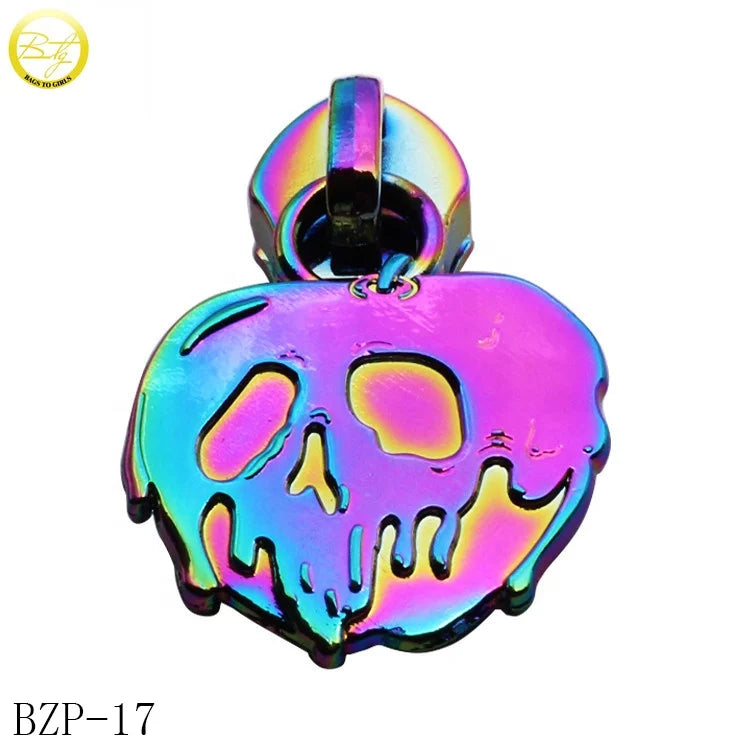 Customizable Logo Zipper Slider Rainbow 3D Apple Design Metal Puller for Luggage & Handbags