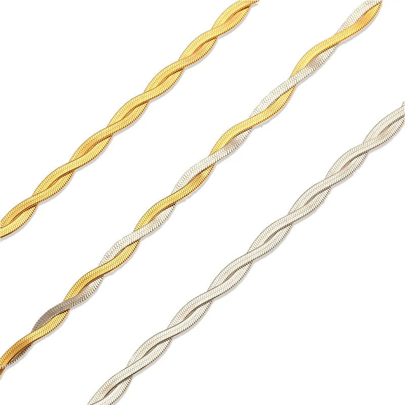 Nabest Stainless Steel Minimalist Bracelets Jewelry 18k Gold Plated Layers Twists Snake Chain Bracelet Women