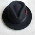 H628B Wide Brim Australian Wool Felt White Fedora Hat for Adult Men-Casual Outdoor Four Seasons Use