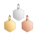 Stainless Steel Hexagon Custom Engravable Pendant Silver Gold Rose Gold Charms DIY Jewelry for Personalized Necklace Bracelet