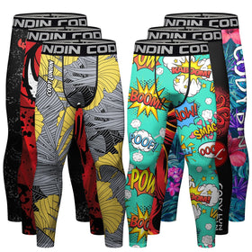 Wholesale Custom Men's Gym Running Yoga Pants Digital Printed Polyester Spandex Elastic Waist Leggings