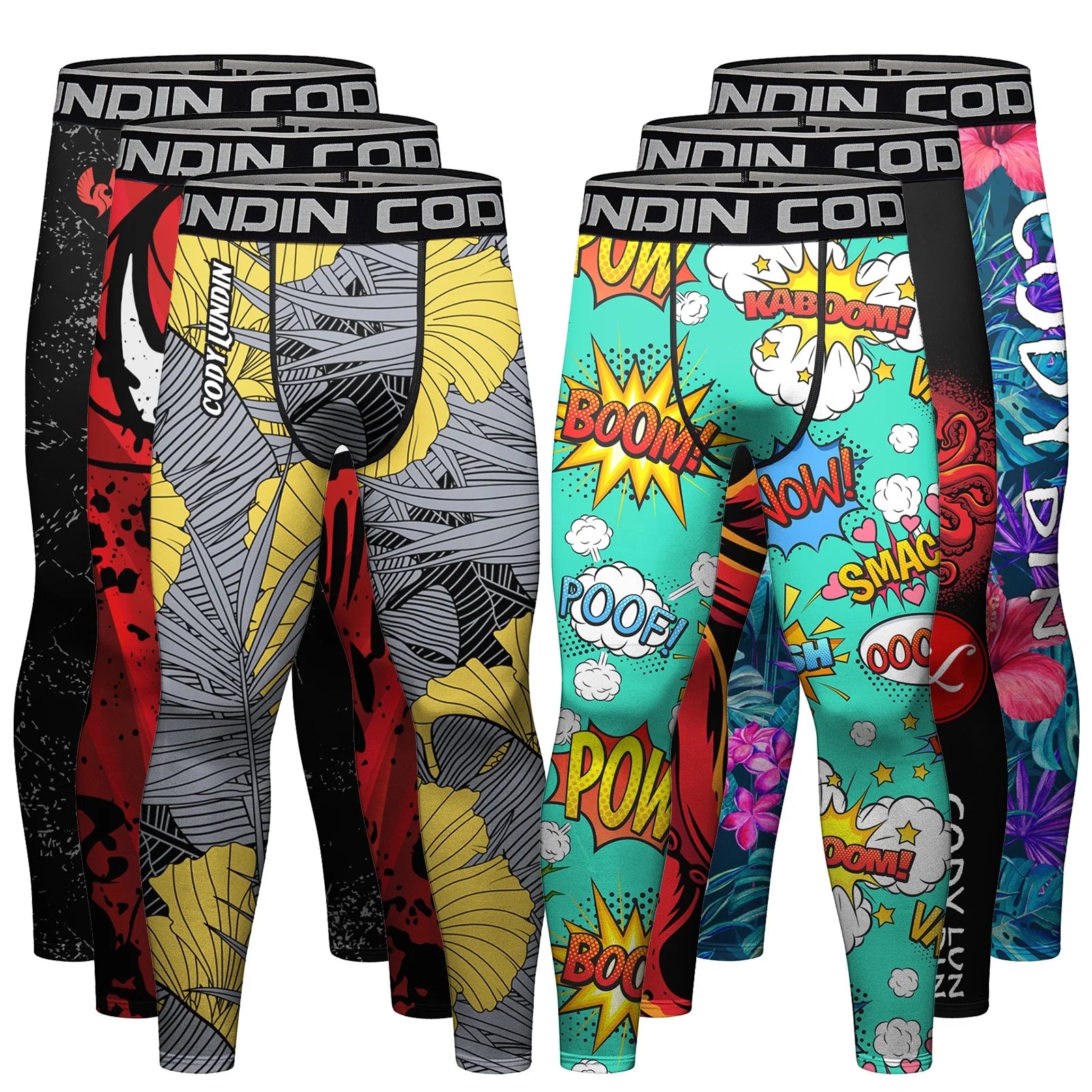 Wholesale Custom Men's Gym Running Yoga Pants Digital Printed Polyester Spandex Elastic Waist Leggings