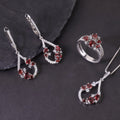 W0463 Glamorous Jewelry Wholesale Garnet Rhodium Plated S925 Silver Jewelry Set Red Gemstone Unique Collections Jewelry Set
