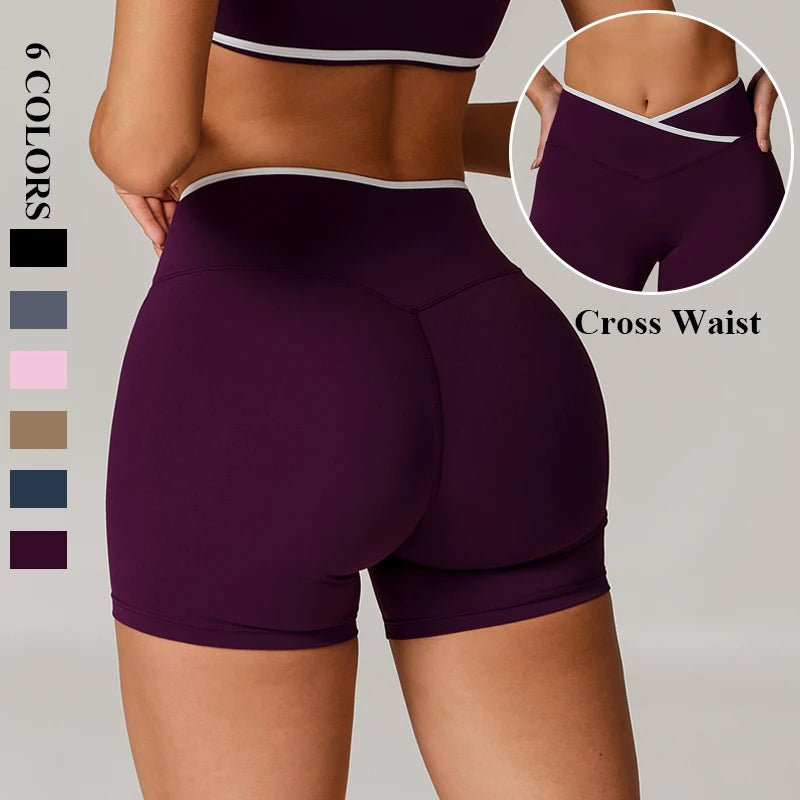 New Arrival Women's XL Sports Fitness Shorts V-Shaped Nude Seamless Quick Dry Nylon/Spandex High Hip Lift Yoga Elastic Waist MegaBDM