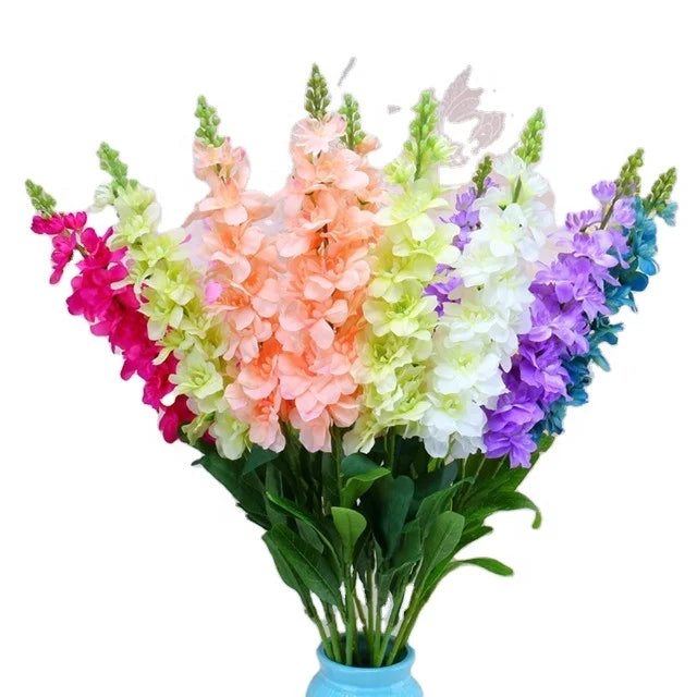 C-1024 Factory Wholesale Decorative Colorful Delphinium Artificial Silk Flowers for Decoration