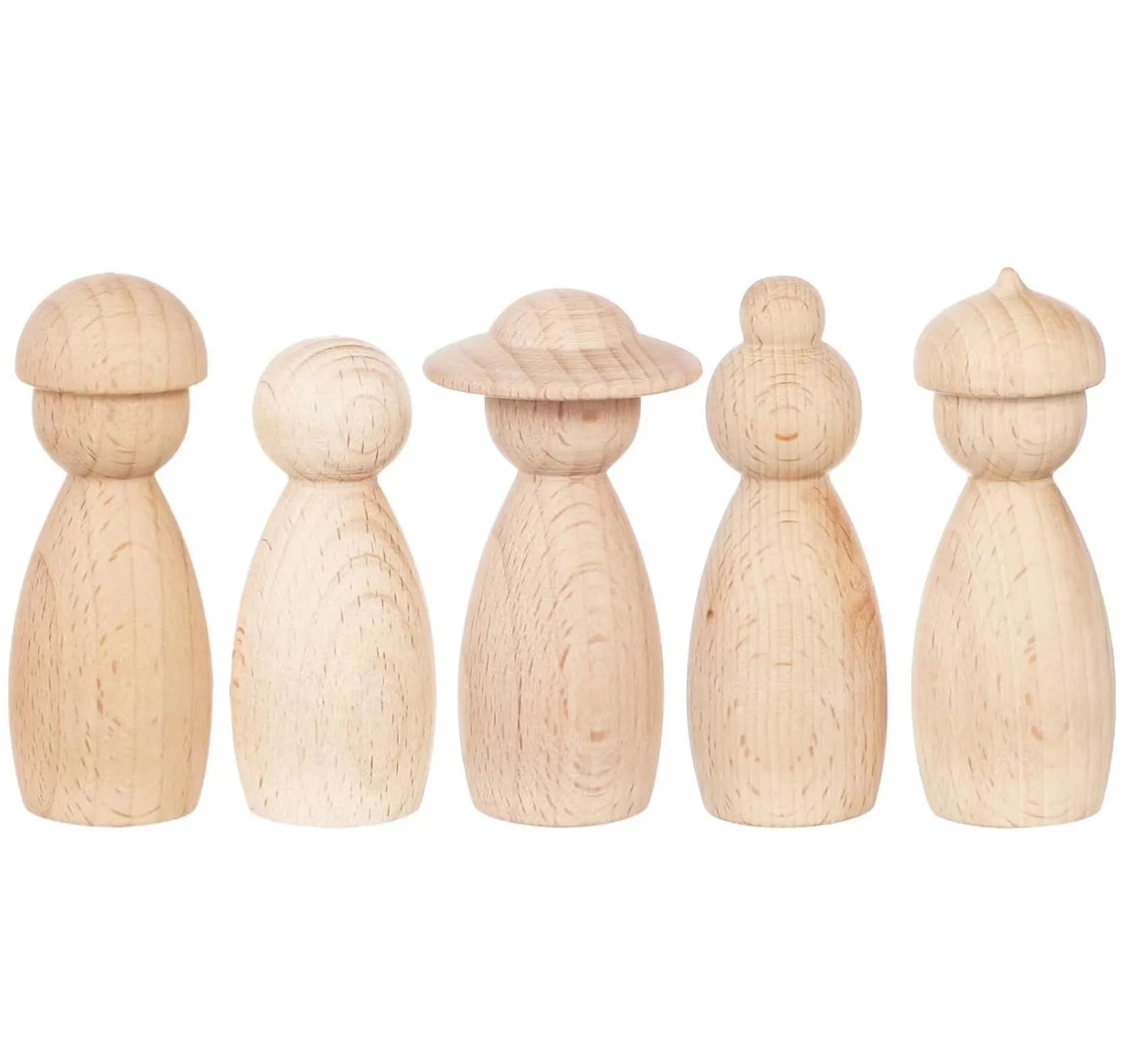 Unfinished DIY Crafts Wood Peg Doll Home Decor Accessories Unpainted Decorative DIY Peg Doll for Kids Painting