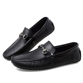 Men Luxury Genuine Leather Shoes Top Layer Cow Leather Trendy Office Men's Formal Slip-on Boat Shoes Banquet Wedding Shoes