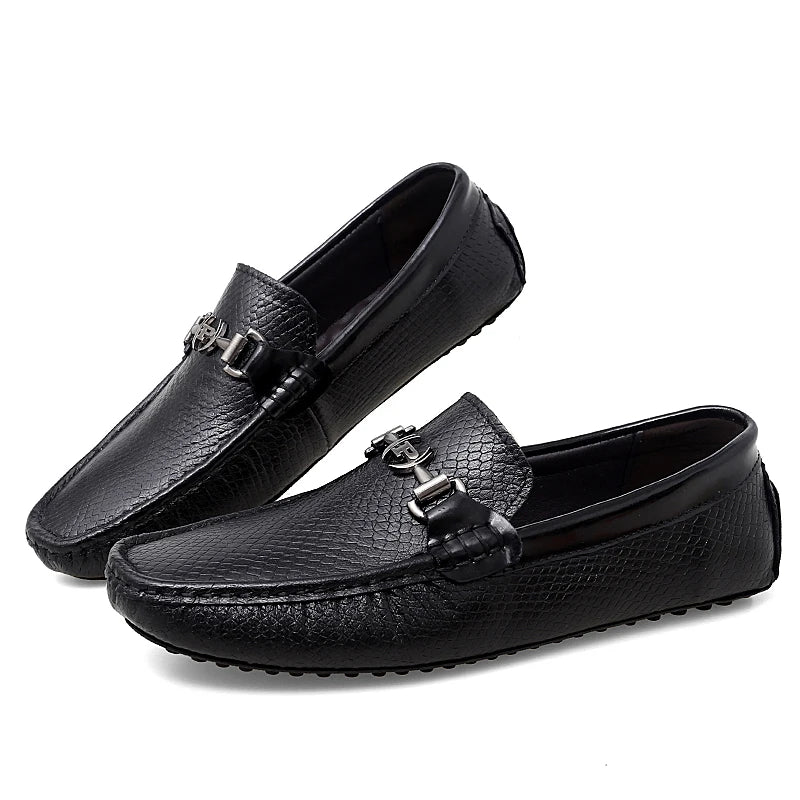 Men Luxury Genuine Leather Shoes Top Layer Cow Leather Trendy Office Men's Formal Slip-on Boat Shoes Banquet Wedding Shoes