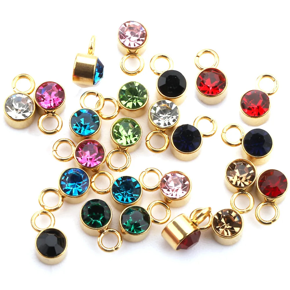 Fashion 18k Gold Stainless Steel Diamond Welding Ring Birthstone Support Pendant for Crystal Accessories