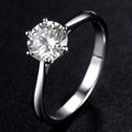Classic 925 Sterling Silver Six-Prong Diamond Ring with a 1-Carat D-Grade Moissanite Direct From the Manufacturer