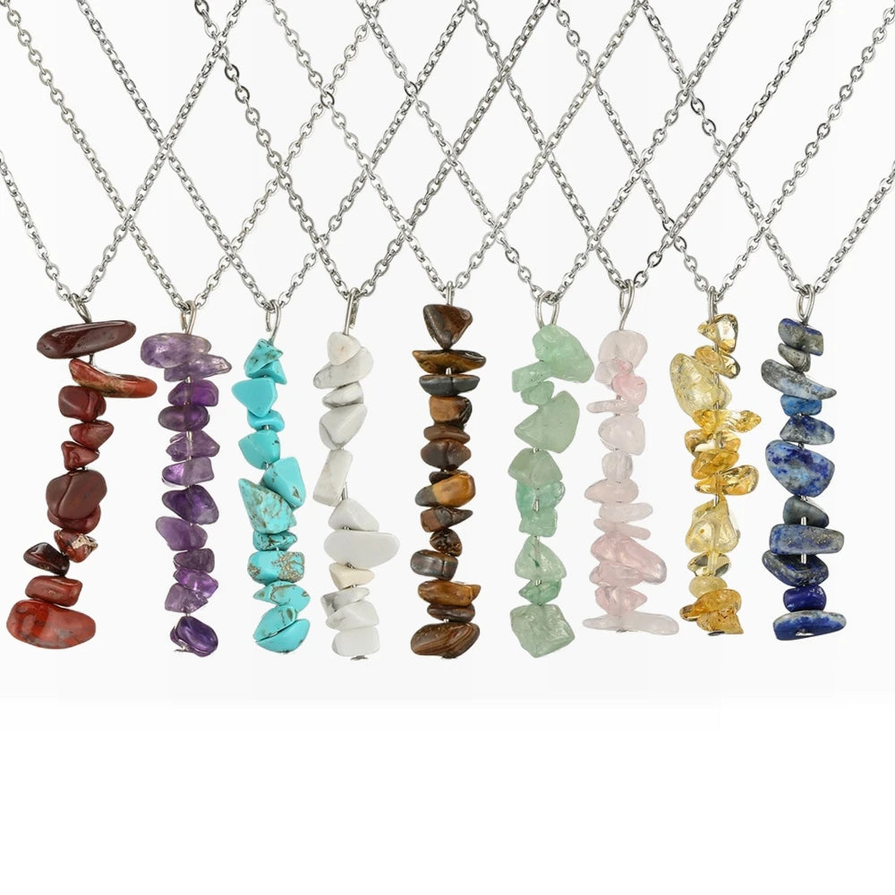 Fashion Jewelry Irregular Natural Stone Necklace Healing Gravel Bohemian Raw Stone Choker Necklace for Woman