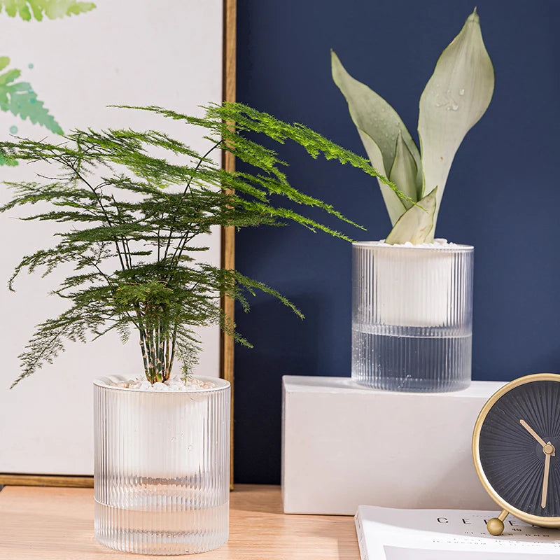 BRICE 4 Inch Nordic Style White Transparent Plastic Flower Pot Self-watering Feature for Garden Use-Creative Hanging Planter