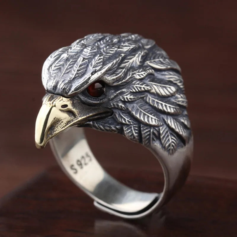 Elegant Metal Black Eagle Open Rings Adjustable Size Black Gun Plated Eagle Rings for Women Party