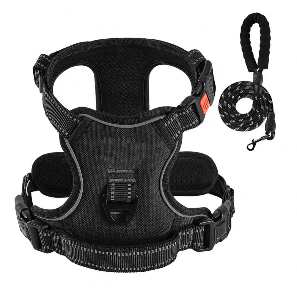 Comfortable Breathable 900D Nylon Pet Harness Adjustable Reflective Solid Oxford for Small Dogs for Outdoor Tactical Training