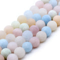 Wholesale Natural Matte Morganite Gemstone Loose Beads Round Stone Beads for Jewelry Making