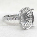 Sterling Silver 10*14/11*13mm Semi Mount Ring Frame Empty Blank Support Setting S925 Base Without Center Stone DIY for Inlay