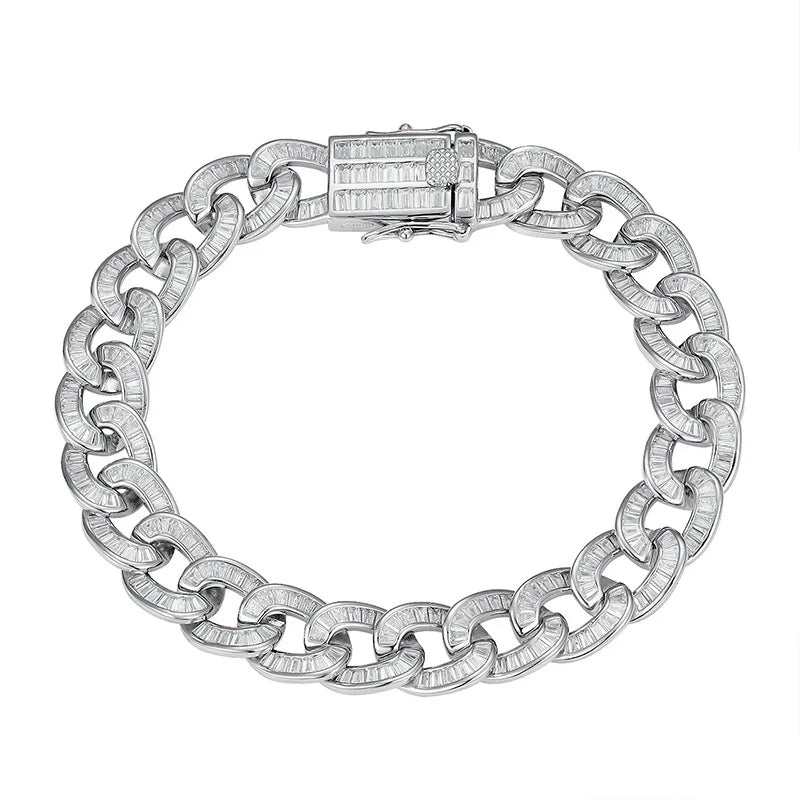 Non Tarnish 925 Sterling Silver Zirconia Cuban Link Tennis Bracelet Jewelry for Mens Women