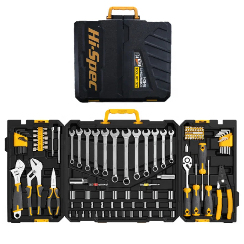 124pcs CR-V Metric Socket Other Hand Tool Set Imperial Wrench Vehicle Maintenance Toolkit with Hard Case From China