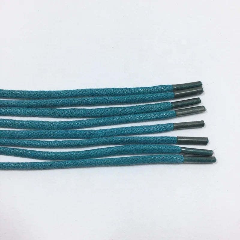 Free Sample Round Waxed Cotton Boots Shoelaces Transparent Plastic Tips Customizable Length Colorful Stylish for Leather Shoes