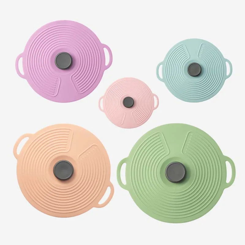 5 Sizes Reusable Silicone Heat Resistant Food Suction Lids Fits Cups Bowls Plates Pots Pans