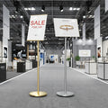 Snap-Open Frame Adjustable Standing Floor Sign Stand with Safety Corner for Vertical/Horizontal Display