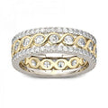 Abiding Vintage Two Tone Gold Plated 925 Sterling Silver 7.3MM Wide Cubic Zirconia Engagement Band Rings
