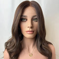 Body Wave Highlight Brown Full Lace Wig Silk Base Top QualityTransparent French Lace Wigs for Jewish Wig