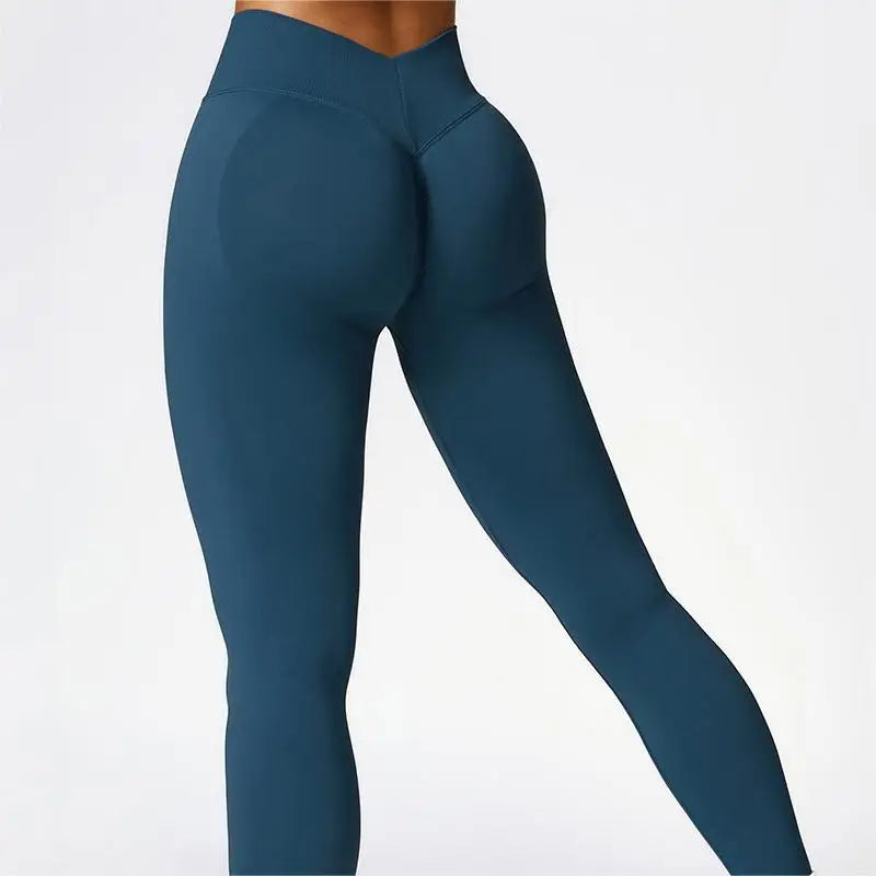 New Hot Selling Women Stretchy Soft Quick Dry Scrunch Back V Cut Seamless Yoga Leggings