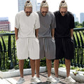 Summer Men's Short Sleeve Set Breathable Soft Solid Color Casual Men's Two Piece T-shirt Set