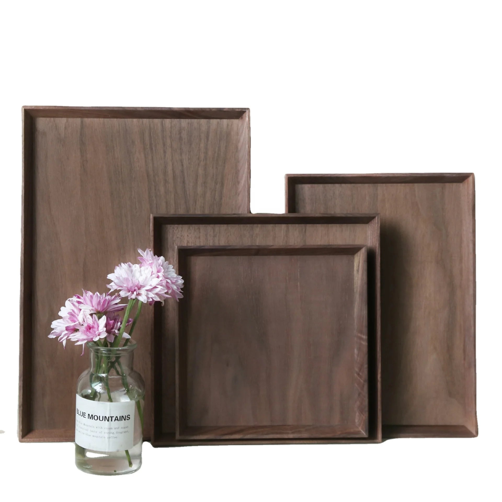 Large 40cm Rectangular Walnut Wood Tray Pizza Plate