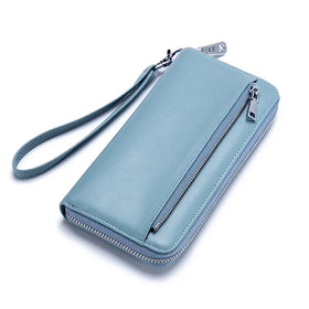 2026 Rfid Anti-theft Genuine Leather Wallet Long Traveling Passport Bag Women Clutch Purses