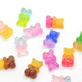 100pcs/Lot 10*17MM Glittering Sweet Gummy Bear Gradient Color Flatback Resin Cabochons Charms for Headwear Accessories