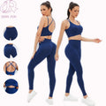 Wholesale Custom Logo High Waist Yoga Wear Gym Fitness 2 Piece Set Legging Bra Woman Yoga Set