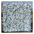 S07 Wedding Hotel Salon Decor 3D Background Flowerwall Backdrop Panel Blue Artificial Silk Rose Flower Wall for Sale Rental
