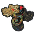 Personalized Custom Golden Flower Logo Golden Wire Sequin Embroidery Patches With Beads