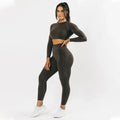 Fitness Apparel  Activity Set Long Sleeve 2 Pcs Sports Suits Seamless Sports Wear Yoga Set  Praviate Label Leggings Gym Yoga Set