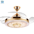 Y040 Wholesale Luxury Crystal Ceiling Fans Remote Control 42inch Invisible Crystal Ceiling Fan Retractable Ceiling Fan