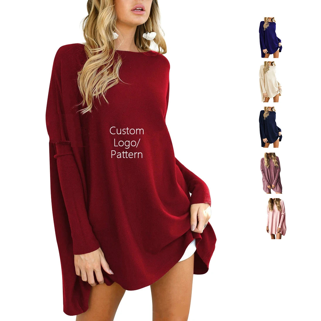Women's Casual Cotton Crew Neck Tunic Sweaters Spring Fall Oversized Slouchy Ribbed Knit T-shirt With Long Sleeves for Summer