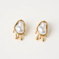 Stainless Steel Baroque Pearl Luxury Irregular Melt Design 18k Gold Earrings Jewelry Dropshiping