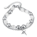 Wholesale Fashion Luxury Minimalism Cat Eye Stone Beaded Bangle Charm Star Stainless Steel Jewelry Bracelet for Unisex