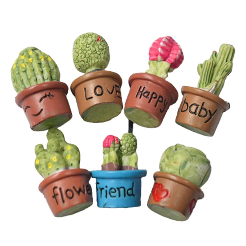 Cartoon Simulation Succulent Plant Mini Pot Bonsai Cactus Miniature Home Decor Figurine Desktop