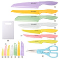 Household Safe 30 Piece Multi-purpose Colourful Cooking Knife Set Cutting Board Knife Set with Cover Shears