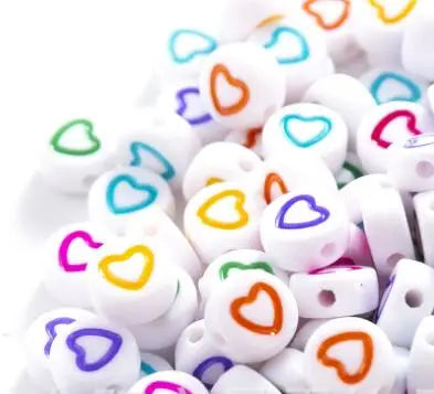 GP0942 Popular White  Flat Plastic Acrylic 4*7mm 500g Rainbow Enamel Heart Round Disc Beads for Jewelry DIY