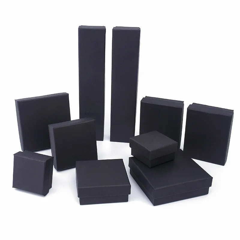Customizable Black Jewelry Boxes Paper Gift Packaging for Rings Necklaces Bracelets with Logo for Individual Jewelry Items