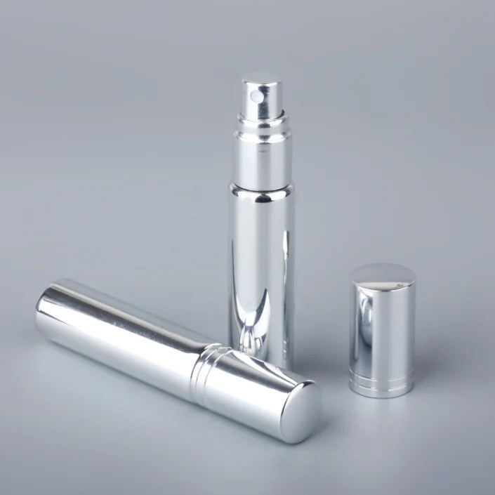 Empty Small Travel Portable Cosmetic Packaging 10ml 1/3oz Electroplated Shinning Silver Fine Mist Perfume Glass Spray Bottle