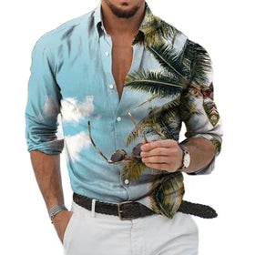 High End Hawaiian Man Shirt All Over Printed Sublimation Shirt for Men Retro Vintage Full Sleeve Shirt for Men Camisas De Hombre