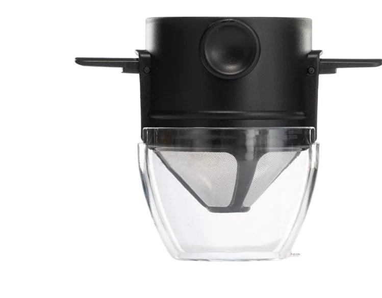 Manufacturer's New Design Portable Black Reusable Double-Layer Stainless Steel Coffee Filter Cup Drip Tea Infusers for Food Use